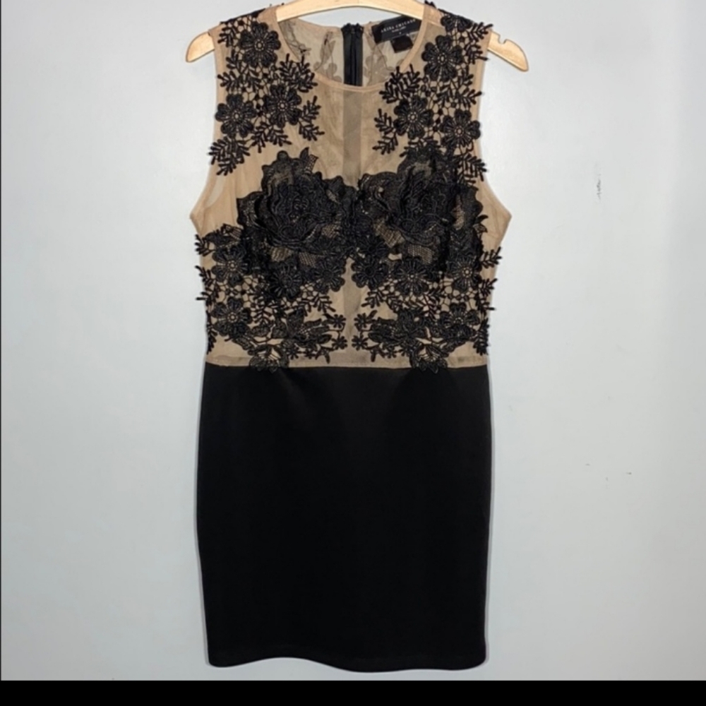 Akira Black Label Nude Sheer Floral Lace Applique Dress M